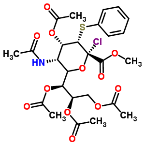 5-(Acetylamino)-2-chloro-2,5-dideoxy-3-s-phenyl-3-thio-d-erythro-alpha-l-gluco-2-nonulopyranosonic acid methyl ester 4,7,8,9-tetraacetateStructure,120104-58-7Structure 5-(Acetylamino)-2-chloro-2,5-dideoxy-3-s-phenyl-3-thio-d-erythro-alpha-l-gluco-2-nonulopyranosonic acid methyl ester 4,7,8,9-tetraacetate Structure,120104-58-7Structure