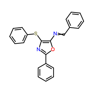 5-Oxazolamine,2-phenyl-n-(phenylmethylene)-4-(phenylthio)-Structure,13243-44-2Structure 5-Oxazolamine,2-phenyl-n-(phenylmethylene)-4-(phenylthio)- Structure,13243-44-2Structure