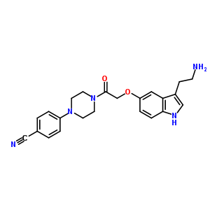 4-(4-(2-(3-(2-氨基乙基)-1H-吲哚-5-基氧基)乙?；?哌嗪-1-基)苯甲腈結(jié)構(gòu)式_170912-52-4結(jié)構(gòu)式