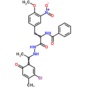 2-(苯甲?；被?-3-(4-甲氧基-3-硝基苯基)-2-丙酸-2-[1-(5-氯-2-羥基-4-甲基苯基)亞乙基]肼結(jié)構(gòu)式_17178-82-4結(jié)構(gòu)式