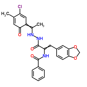 3-(1,3-苯并二氧雜環(huán)戊烯-5-基)-2-(苯甲?；被?-2-丙酸 2-[1-(5-氯-2-羥基-4-甲基苯基)亞乙基]肼結(jié)構(gòu)式_17178-89-1結(jié)構(gòu)式