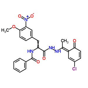 2-(苯甲?；被?-3-(4-甲氧基-3-硝基苯基)-2-丙酸-2-[1-(5-氯-2-羥基苯基)亞乙基]肼結(jié)構(gòu)式_17180-31-3結(jié)構(gòu)式