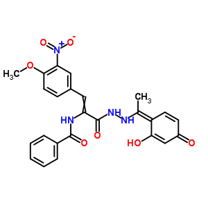 2-(苯甲?；被?-3-(4-甲氧基-3-硝基苯基)-2-丙酸-2-[1-(2,4-二羥基苯基)亞乙基]肼結(jié)構(gòu)式_17180-32-4結(jié)構(gòu)式