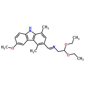 N-(2,2-二乙氧基乙基)-1-(6-甲氧基-1,4-二甲基-9H-咔唑-3-基)甲胺結(jié)構(gòu)式_18073-24-0結(jié)構(gòu)式