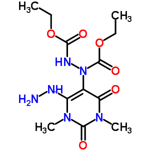 n-(乙氧基羰基氨基)-n-(4-肼基-1,3-二甲基-2,6-二氧代-嘧啶-5-基)氨基甲酸乙酯結(jié)構(gòu)式_18969-82-9結(jié)構(gòu)式
