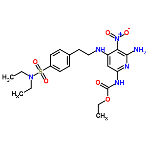 N-[6-氨基-4-[2-[4-(二乙基磺?；?苯基]乙基氨基]-5-硝基-吡啶-2-基]氨基甲酸乙酯結構式_19270-37-2結構式