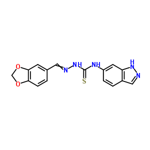 2-(1,3-苯并二氧雜環(huán)戊烯l-5-基亞甲基)-n-1H-吲唑-6-基-肼硫代甲酰胺結構式_22508-97-0結構式