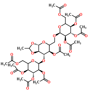 (5Xi)-2,3,4,6-四-O-乙?；?alpha-D-木糖基-己糖吡喃糖苷-(1->6)-[(5Xi)-2,3,4,6-四-O-乙?；?alpha-L-木糖基-己糖吡喃糖苷-(1->3)]-(5Xi)-4-O-乙?；?1,2-O-亞乙基-beta-D-木糖基-吡喃己糖結(jié)構(gòu)式_230953-17-0結(jié)構(gòu)式