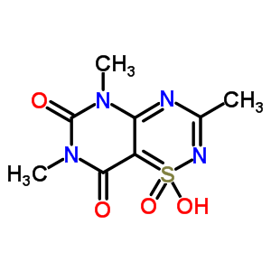 3,5,7-三甲基-2H-嘧啶并[4,5-e]-1,2,4-噻二嗪-6,8(5H,7H)-二酮 1,1-二氧化物結(jié)構(gòu)式_25622-15-5結(jié)構(gòu)式