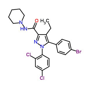 5-(4-Bromophenyl)-1-(2,4-dichlorophenyl)-4-ethyl-n-1-piperidinyl-1h-pyrazole-3-carboxamideStructure,288104-79-0Structure 5-(4-Bromophenyl)-1-(2,4-dichlorophenyl)-4-ethyl-n-1-piperidinyl-1h-pyrazole-3-carboxamide Structure,288104-79-0Structure