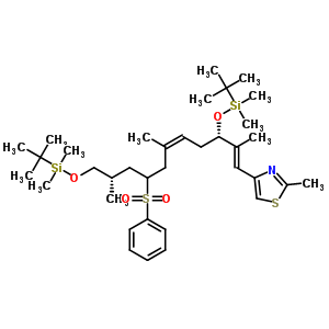 4-[(1E,3S,5Z,8R/S,10S)-3,11-二-{[叔-丁基(二甲基)硅烷基]氧基}-2,6,10-三甲基-8-(苯磺?；?十一碳-1,5-二烯基]-2-甲基-1,3-噻唑結(jié)構(gòu)式_308357-81-5結(jié)構(gòu)式