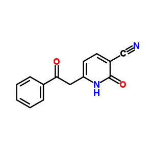 1,2-二氫-2-氧代-6-(2-氧代-2-苯基乙基)-3-吡啶甲腈結(jié)構(gòu)式_4487-38-1結(jié)構(gòu)式