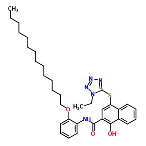 4-[(1-乙基-1H-四唑-5-基)硫代]-1-羥基-n-[2-(十四基氧基)苯基]-2-萘羧酰胺結構式_51599-31-6結構式