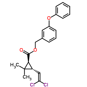 (3-Phenoxyphenyl)methyl (1s,3r)-3-(2,2-dichloroethenyl)-2,2-dimethyl-cyclopropane-1-carboxylateStructure,51877-74-8Structure (3-Phenoxyphenyl)methyl (1s,3r)-3-(2,2-dichloroethenyl)-2,2-dimethyl-cyclopropane-1-carboxylate Structure,51877-74-8Structure