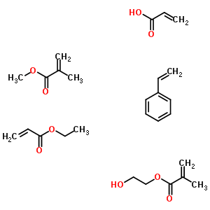 2-Methyl-2-propenoic acid 2-hydroxyethyl ester polymer with ethenylbenzene, ethyl 2-propenoate, methyl 2-methyl-2-propenoate and 2-propenoic acidStructure,52030-79-2Structure 2-Methyl-2-propenoic acid 2-hydroxyethyl ester polymer with ethenylbenzene, ethyl 2-propenoate, methyl 2-methyl-2-propenoate and 2-propenoic acid Structure,52030-79-2Structure