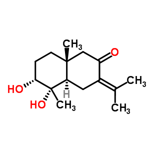 (4Ar)-十氫-5α,6α-二羥基-5,8aβ-二甲基-3-異亞丙基萘-2-酮結(jié)構(gòu)式_52483-04-2結(jié)構(gòu)式