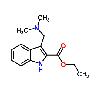 3-(二甲基氨基甲基)-1H-吲哚-2-羧酸乙酯結(jié)構(gòu)式_5439-83-8結(jié)構(gòu)式