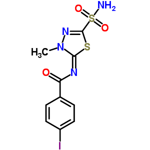 4-Iodo-n-(4,5-dihydro-4-methyl-2-sulfamoyl-1,3,4-thiadiazol-5-ylidene)benzamideStructure,55371-84-1Structure 4-Iodo-n-(4,5-dihydro-4-methyl-2-sulfamoyl-1,3,4-thiadiazol-5-ylidene)benzamide Structure,55371-84-1Structure