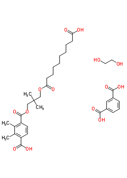 1,3-Benzenedicarboxylic acid, polymer with decanedioic acid, dimethyl 1,4-benzenedicarboxylate, 2,2-dimethyl-1,3-propanediol and 1,2-ethanediolStructure,61412-73-5Structure 1,3-Benzenedicarboxylic acid, polymer with decanedioic acid, dimethyl 1,4-benzenedicarboxylate, 2,2-dimethyl-1,3-propanediol and 1,2-ethanediol Structure,61412-73-5Structure