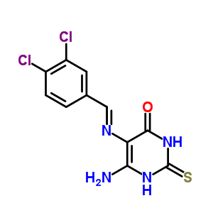 6-氨基-5-[(3,4-二氯苯基)亞甲基氨基]-2-磺?；?1H-嘧啶-4-酮結(jié)構(gòu)式_64253-64-1結(jié)構(gòu)式