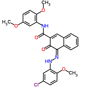 (4E)-4-[(5-氯-2-甲氧基-苯基)肼基]-n-(2,5-二甲氧基苯基)-3-氧代-萘-2-羧酰胺結構式_64346-10-7結構式