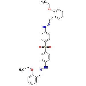 N-[(2-乙氧基苯基)亞甲基氨基]-4-[4-[(2z)-2-[(2-乙氧基苯基)亞甲基]肼基]苯基]磺酰基-苯胺結構式_6634-58-8結構式