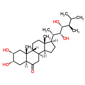 (2R,3S,5S,8R,9R,10R,13S,14S,17R)-17-[(2S,3R,4R,5R)-3,4-二羥基-5,6-二甲基庚烷-2-基]-2,3-二羥基-10,13-二甲基-1,2,3,4,5,7,8,9,11,12,14,15,16,17-十四氫環(huán)戊烯并[a]菲-6-酮結構式_72050-71-6結構式