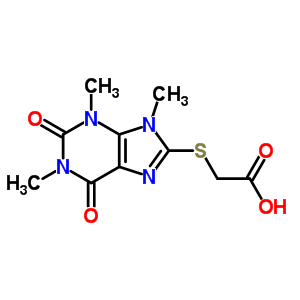 2-[(2,3,6,9-四氫-1,3,9-三甲基-2,6-二氧代-1H-嘌呤-8-基)硫代]-乙酸結(jié)構(gòu)式_7465-04-5結(jié)構(gòu)式