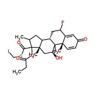 5-Iodomethyl 6alpha,9alpha-difluoro-11beta-hydroxy-16alpha-methyl-3-oxo-17alpha-(propionyloxy)-androsta-1,4-diene-17beta-carbothioateStructure,80474-67-5Structure 5-Iodomethyl 6alpha,9alpha-difluoro-11beta-hydroxy-16alpha-methyl-3-oxo-17alpha-(propionyloxy)-androsta-1,4-diene-17beta-carbothioate Structure,80474-67-5Structure