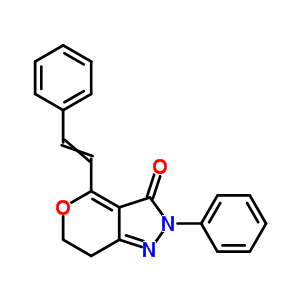2-苯基-4-(2-苯基乙烯基)-6,7-二氫吡喃并[4,3-c]吡唑-3(2H)-酮結(jié)構(gòu)式_89035-42-7結(jié)構(gòu)式